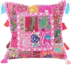 Eyes Of India - 22 X 12 Purple Patchwork Round Pouf Pouffe Ottoman Cover Floor Seating Bohemian Accent Boho Chic Indian Handmade -Songmics Furniture Shop 611mVsrhz3L. AC 1