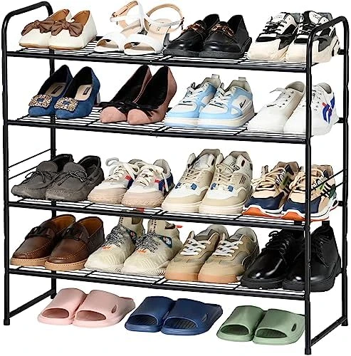 SUFAUY 3-Tier Shoe Rack, Stackable Shoe Shelf Storage Organizer For Entryway Closet, Extra Large Capacity, Wire Grid, Bronze 6 SUFAUY 3-Tier Shoe Rack, Stackable Shoe Shelf Storage Organizer For Entryway Closet, Extra Large Capacity, Wire Grid, Bronze - Image 6