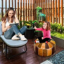 Bohepuffex Handmade Moroccan Pouf Foot Stool Round & Large Storage Cover Bohemian Style Ottoman An Exotic Décor For Living Room Bedroom Or Wedding Gifts Faux Leather Unstuffed Only Cover (color Block) -Songmics Furniture Shop 613vHXoQABS