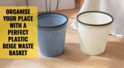 Zuvo Plastic Trash Paper Bin - Modern Look Cylindrical Open-Top Design Lightweight Waste Basket, Rubbish Bin For Kitchen, Bedroom, Bathroom & Office Bin White -Songmics Furniture Shop 6143uS2FbmL