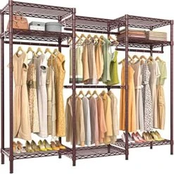 VIPEK V5i Garment Rack Bedroom Armoires Freestanding Closet Organizer, Portable Wardrobe Closet Heavy Duty Clothing Rack With 8 Adjustable Shelves & 4 Hang Rods, 56.7" Lx15.7 Wx76.4 H, Black (Medium) -Songmics Furniture Shop 614hGxj6umL. AC