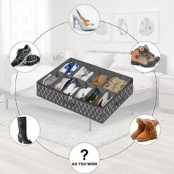 Under Bed Shoe Storage Organizer Fits Large Capacity Shoes Jumbo Slots Underbed Shoe Rack Bin Container Clear Window Lid,Men Sneakers,Women High Heels,Short Boots Set Of 2 Fits 20 Pairs (X Line) -Songmics Furniture Shop 61595B3TXUL