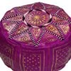 Moroccan Pouf Ottoman Footrest Hassock Handmade Leather Comfortable Unstuffed Magenta