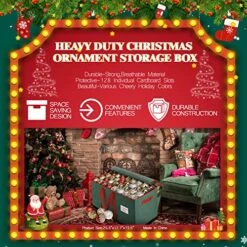 Large Christmas Ornament Storage Box ,4 Tier Holds Up To 128 Holiday Ornaments 3-Inch, Xmas Decorations Accessories Bag With Dual Zipper Closure,Made Of Durable 600D Oxford Fabric Tear-Proof Material -Songmics Furniture Shop 616aYMhnJ4L
