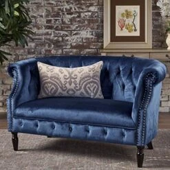 Christopher Knight Home Milani Tufted Scroll Arm Velvet Loveseat, Grey / Dark Brown -Songmics Furniture Shop 616njcnIKpL. AC
