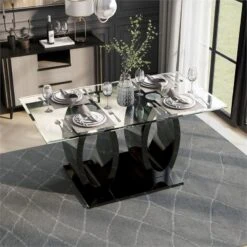 Furniture Of America Glass Top Rectangle Dining Table In Black -Songmics Furniture Shop 61736rMaxQL