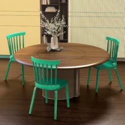 VITCOCO Dining Chairs Set Of 2, Wood Modern Dining Room Chairs Slat Back Kitchen Room Chair Windsor Chairs, Green