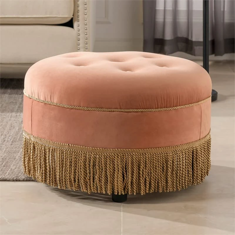 Jennifer Taylor Home Yolanda Ottoman, Orange Small 4 Jennifer Taylor Home Yolanda Ottoman, Orange Small - Image 4