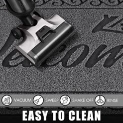 Yimobra Welcome Front Door Mat, Heavy Duty Easy Clean Doormat Indoor Outdoor, Waterproof Quick Dry Floor Mat For Home, Garage, Hign Traffic Areas, Non Slip, Low Profile, 29.5X17 Inches, Black Gray -Songmics Furniture Shop 61CmWOrGVhL