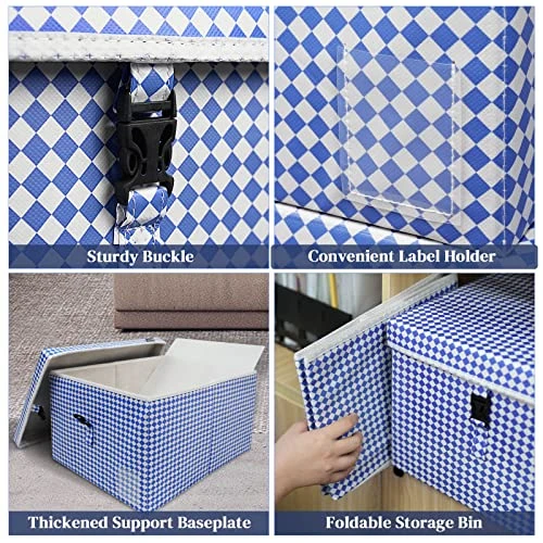 MULISOFT Large Storage Bins With Lids, 3 Packs Stackable Storage Bins With Labels And Lock, Collapsible Storage Boxes, Cube Storage For Home, Closet, Bedroom, Office (16.6x13x9.84) 3 MULISOFT Large Storage Bins With Lids, 3 Packs Stackable Storage Bins With Labels And Lock, Collapsible Storage Boxes, Cube Storage For Home, Closet, Bedroom, Office (16.6x13x9.84) - Image 3