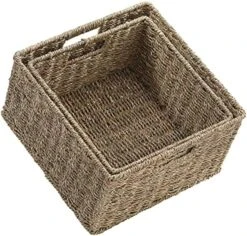 HOONEX Large Wicker Baskets For Storage, Woven Plastic Baskets For Organizing With Dual Handles, Baskets For Storage, Set Of 3, Black -Songmics Furniture Shop 61I0RK8aHsL. AC