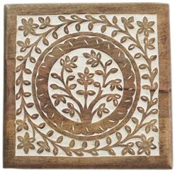 SAVON Wood Stool Footrest Footstool Adults Small Table Tree Of Life White -Songmics Furniture Shop 61JvGdU9QwL