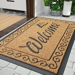 Yimobra Welcome Front Door Mat, Heavy Duty Easy Clean Doormat Indoor Outdoor, Waterproof Quick Dry Floor Mat For Home, Garage, Hign Traffic Areas, Non Slip, Low Profile, 29.5X17 Inches, Black Gray -Songmics Furniture Shop 61KSf4zfceL. AC