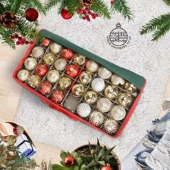 Large Christmas Ornament Storage Box ,4 Tier Holds Up To 128 Holiday Ornaments 3-Inch, Xmas Decorations Accessories Bag With Dual Zipper Closure,Made Of Durable 600D Oxford Fabric Tear-Proof Material