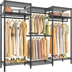 VIPEK V5i Garment Rack Bedroom Armoires Freestanding Closet Organizer, Portable Wardrobe Closet Heavy Duty Clothing Rack With 8 Adjustable Shelves & 4 Hang Rods, 56.7" Lx15.7 Wx76.4 H, Black (Medium) -Songmics Furniture Shop 61LD58EgMNL. AC