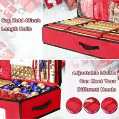 SumDirect Wrapping Paper Storage Containers - Red Underbed Gift Wrap Organizer Bags, 14x40inch Christmas Gift Wrap Organizer Fits Up To 24 Rolls -Songmics Furniture Shop 61LSdxCskQL