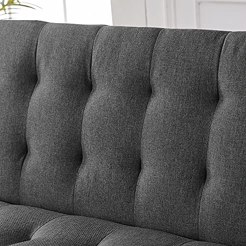 Majnesvon Modern Fabric Sofa Bed Futon With Chrome Legs Convertible Folding Sofa Bed For Compact Living Spaces,Apartments Office Dorms Grey 7 Majnesvon Modern Fabric Sofa Bed Futon With Chrome Legs Convertible Folding Sofa Bed For Compact Living Spaces,Apartments Office Dorms Grey - Image 7