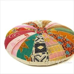 Eyes Of India - 16 X 10 Small Colorful Vintage Kantha Round Pouf Pouffe Ottoman Cover Floor Seating Boho Chic Bohemian Accent Indian Handmade Cover ONLY -Songmics Furniture Shop 61MZLZyD9xL. AC 1