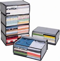 Astro Clothes Storage Bags, 6 Pack Clothes Storage Bins Foldable Closet Organizers With Activated Carbon , Breathable Material, Zipper, Clear Window For Sweaters, Coats, T-shirts, Blankets Grey, 001-06 15 Astro Clothes Storage Bags, 6 Pack Clothes Storage Bins Foldable Closet Organizers With Activated Carbon , Breathable Material, Zipper, Clear Window For Sweaters, Coats, T-shirts, Blankets Grey, 001-06 -Songmics Furniture Shop 61N60amGML. AC 1