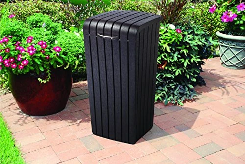 Keter Copenhagen 32 Gallon Resin Large Trash Can With Lid For Patio And Outdoor Kitchen, Brown 7 Keter Copenhagen 32 Gallon Resin Large Trash Can With Lid For Patio And Outdoor Kitchen, Brown - Image 7