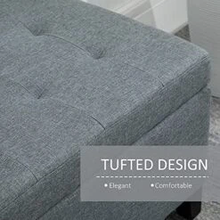 HOMCOM 51 Large Tufted Linen Fabric Ottoman Storage Bench With Soft Close Top - Heather Grey -Songmics Furniture Shop 61PFpWLVTKL