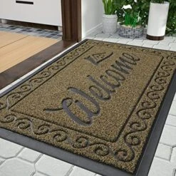 Yimobra Welcome Front Door Mat, Heavy Duty Easy Clean Doormat Indoor Outdoor, Waterproof Quick Dry Floor Mat For Home, Garage, Hign Traffic Areas, Non Slip, Low Profile, 29.5X17 Inches, Black Gray -Songmics Furniture Shop 61PgG1 cZYL. AC
