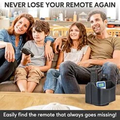 Rotatable Remote Control Holder 360 Degrees Spinning Desk Organizer, PU Leather Storage With 5 Compartments, Bedside Table Basket For Mail Electronics Tablet Media Phone Pen Eyeglasses Storage, Black