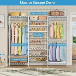 VIPEK S3C Heavy Duty Portable Closet, Adjustable Shoe Rack Wire Shelf, Large Wardrobe Organizer For Bedroom Storage, Free Standing Clothes Rack With Hanging Rod, Custom White Rack With Black Cover 11 VIPEK S3C Heavy Duty Portable Closet, Adjustable Shoe Rack Wire Shelf, Large Wardrobe Organizer For Bedroom Storage, Free Standing Clothes Rack With Hanging Rod, Custom White Rack With Black Cover -Songmics Furniture Shop 61QUjawhczL