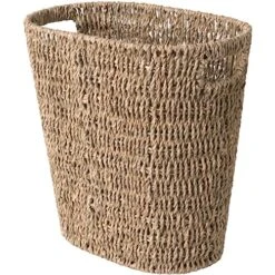 StorageWorks Wicker Waste Basket, Wicker Trash Basket With Built-in Handles, Handwoven Water Hyacinth Trash Can, Wicker Garbage Can For Bedroom, Bathroom, 1 Pack -Songmics Furniture Shop 61SNxNwb4KL
