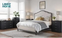 LINSY HOME 5 Drawer Chest, Black Dresser For Bedroom, Modern Dresser Tall Dresser, SGS Certified Wood Storage Chest Of Drawers For Nursery Kids Room Living Room -Songmics Furniture Shop 61Sjw3LGwfL