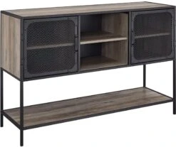 Walker Edison Malcomb Urban Industrial 4 Door Metal Mesh TV Console For TVs Up To 65 Inches, 60 Inch, Dark Walnut -Songmics Furniture Shop 61TRgU9XYmL. AC