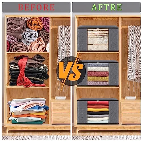 6 Pcs Clothes Storage Bags-Large Capacity Closet Organizers And Storage, Clothes Storage Bins With Reinforced Handles,Foldable Organizers Storage Containers For Clothing,Blanket, Comforters,Bedding 4 6 Pcs Clothes Storage Bags-Large Capacity Closet Organizers And Storage, Clothes Storage Bins With Reinforced Handles,Foldable Organizers Storage Containers For Clothing,Blanket, Comforters,Bedding - Image 4