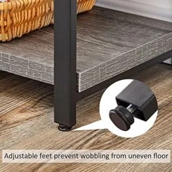 BON AUGURE Rustic Console Table Behind Sofa, Industrial Entryway Table With Storage Shelves, 3 Tier Long Bookshelf For Entry (55 Inch, Dark Grey Oak) -Songmics Furniture Shop 61VKH4JAB1S