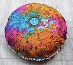 Rajasthaniartdecor Round Pouf Cover Cushion Cotton With Pom Meditetion Seating For Living Dorm Room Color Size 32 Inch Inches (Cover Only) (Blue Gold), RADC003-V, Inches(80 Cm) 28 Rajasthaniartdecor Round Pouf Cover Cushion Cotton With Pom Meditetion Seating For Living Dorm Room Color Size 32 Inch Inches (Cover Only) (Blue Gold), RADC003-V, Inches(80 Cm) -Songmics Furniture Shop 61VTkKEqPOL. AC