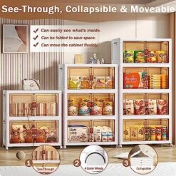 Jacriah Plastic Storage Bins With Lids, 4-Layer Folding Storage Box With Doors For Closet Organizer, 16 Gallon Collapsible Storage Bins With Wheels, Stackable Plastic Storage Containers For Organizing -Songmics Furniture Shop 61XV3lKJOPL