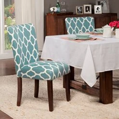HomePop Parsons Classic Upholstered Accent Dining Chair, Set Of 2, Teal And Cream Geometric 7 HomePop Parsons Classic Upholstered Accent Dining Chair, Set Of 2, Teal And Cream Geometric -Songmics Furniture Shop 61YnFnrK4rL