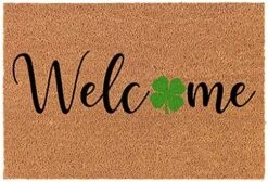 Coir Doormat Front Door Mat New Home Closing Housewarming Gift Welcome 4 Leaf Clover Shamrock St Patrick's Day (30" X 18" Standard) -Songmics Furniture Shop 61Z1A5P1C2L. AC