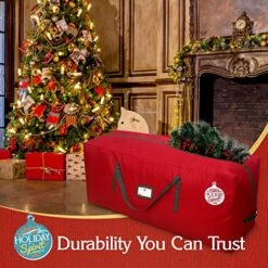 HOLIDAY SPIRIT Christmas Tree Storage Bag, Heavy-Duty 600D Oxford Material With Durable Reinforced Handles & Zipper, Waterproof Dust Protection (Red, Fits A 9FT Tree) -Songmics Furniture Shop 61Z9olCT7GL