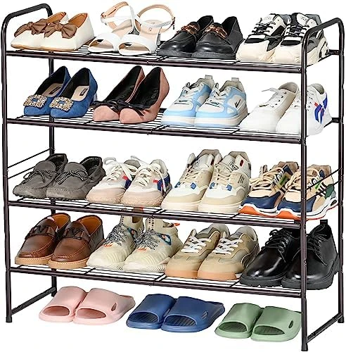 SUFAUY 3-Tier Shoe Rack, Stackable Shoe Shelf Storage Organizer For Entryway Closet, Extra Large Capacity, Wire Grid, Bronze 10 SUFAUY 3-Tier Shoe Rack, Stackable Shoe Shelf Storage Organizer For Entryway Closet, Extra Large Capacity, Wire Grid, Bronze - Image 10
