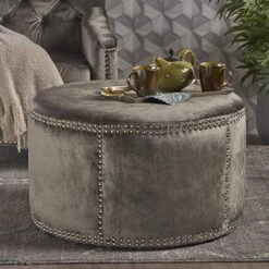Christopher Knight Home Jaewon Studded Velvet Ottoman, Teal / Black -Songmics Furniture Shop 61ZSU0QTBL. AC
