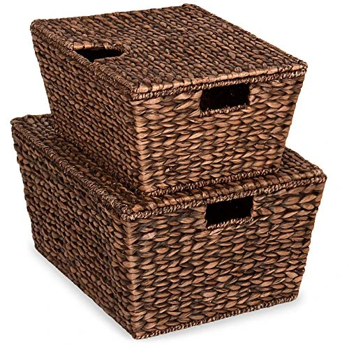 Best Choice Products Set Of 2 XL Multipurpose Classic Water Hyacinth Chests Oversized Woven Tapered Storage Basket For Organization, Laundry, Decoration W/Attached Lid, Handle Holes 1 Best Choice Products Set Of 2 XL Multipurpose Classic Water Hyacinth Chests Oversized Woven Tapered Storage Basket For Organization, Laundry, Decoration W/Attached Lid, Handle Holes