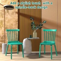 VITCOCO Dining Chairs Set Of 2, Wood Modern Dining Room Chairs Slat Back Kitchen Room Chair Windsor Chairs, Green -Songmics Furniture Shop 61bXubgdZmL