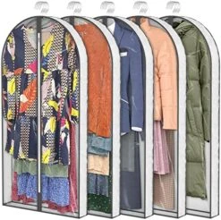40" Garment Bags, Clear Moth Proof Suits Covers With 4" Gussetes, For Hanging Clothes Closet Storage Travel, Plastic Protector For Coat, Jacket, Sweater, Shirts, 3 Packs -Songmics Furniture Shop 61bfXy1QBIL. AC