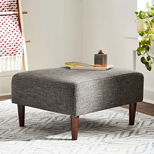 Amazon Brand – Rivet Ava Mid-Century Modern Upholstered Ottoman, 25.6"W X 15.7"H, Dark Grey 2 Amazon Brand – Rivet Ava Mid-Century Modern Upholstered Ottoman, 25.6"W X 15.7"H, Dark Grey - Image 2