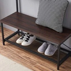 Entryway Coat Rack Bench, Modern Hall Tree With Storage Bench, Wood And Metal Hallway Bench With Coat Rack, 39x70 Inch Espresso 9 Entryway Coat Rack Bench, Modern Hall Tree With Storage Bench, Wood And Metal Hallway Bench With Coat Rack, 39x70 Inch Espresso -Songmics Furniture Shop 61cOo2yygPL