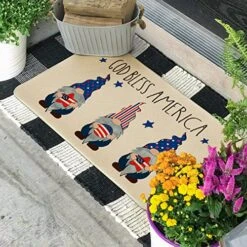 Artoid Mode Strip God Bless America Gnomes Decorative Doormat Peace Love USA, 4th Of July Vietnam War Patriotic Memorial Day Independence Day Low-Profile Floor Mat For Indoor Outdoor 17 X 29 Inch -Songmics Furniture Shop 61cgQMKxqHL