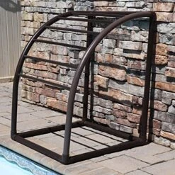7 Bar Curved PVC Towel Rack - Free Standing Poolside Storage Organizer - Also Stores Floats, Paddles And Noodles, 37.5" W X 37.5" L X 49.5" H, (Brown) Style 144574