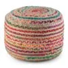 SIMPLIHOME Margo Round Pouf, Footstool, Upholstered In Multi Color Hand Braided Jute, For The Living Room, Bedroom And Kids Room, Boho, ,