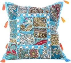 Eyes Of India - 22 X 12 Purple Patchwork Round Pouf Pouffe Ottoman Cover Floor Seating Bohemian Accent Boho Chic Indian Handmade -Songmics Furniture Shop 61fAhkcmBOL. AC