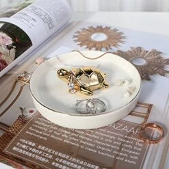 WANYA Turtle Ring Holder For Jewelry, Ceramic Jewelry Tray Dish Tortoise Trinket Tray For Rings Earrings Necklace Organizer, Gifts For Women Girls Birthday Wedding Graduation Valentines Christmas -Songmics Furniture Shop 61glpVYzxOL